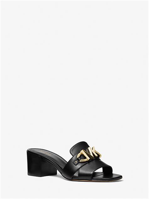 michael kors izzy logo embellished leather mule|Michael Kors.